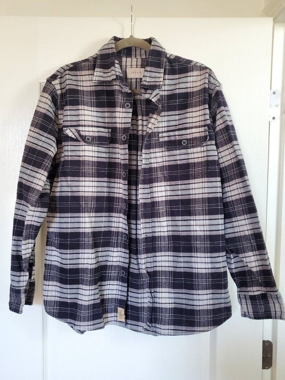 Jachs Plaid Long Sleeve Heavyweight Flannel Button Up Shirt Shacket Men's Large